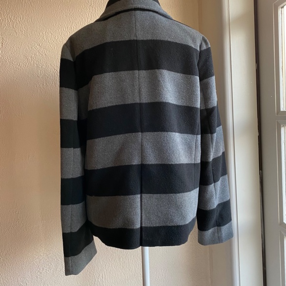 Jack gray and black striped pea coat size M - Picture 5 of 14